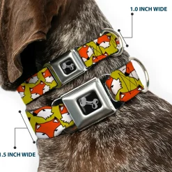 Dog Bone Seatbelt Buckle Collar - Fox Face Scattered Warm Olive2
