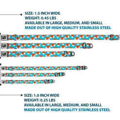 Dog Bone Seatbelt Buckle Collar - Fox Face Scattered Sky Blue