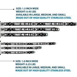 Dog Bone Seatbelt Buckle Collar - I'M A GEEK/Glasses Black/White