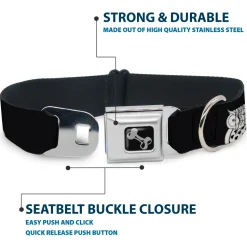 Dog Bone Seatbelt Buckle Collar - Owls Black/White1