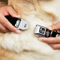 Dog Bone Seatbelt Buckle Collar - Owls Black/White1