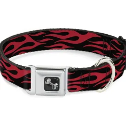 Dog Bone Seatbelt Buckle Collar - Flame Red