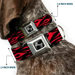 Dog Bone Seatbelt Buckle Collar - Flame Red