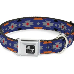 Dog Bone Seatbelt Buckle Collar - Navajo Gray/Blue/Orange/Black