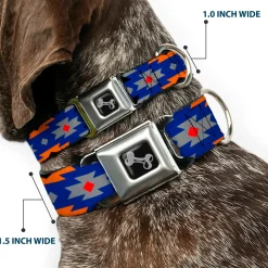 Dog Bone Seatbelt Buckle Collar - Navajo Gray/Blue/Orange/Black