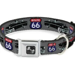 Dog Bone Seatbelt Buckle Collar - Route 66 Classics Gray