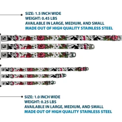 Dog Bone Seatbelt Buckle Collar - Mom & Dad CLOSE-UP White