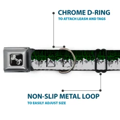 Dog Bone Seatbelt Buckle Collar - Colorado Mountains Green/Black Text/Grays