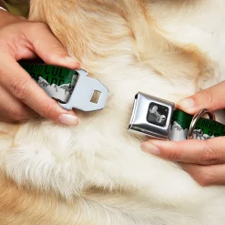 Dog Bone Seatbelt Buckle Collar - Colorado Mountains Green/Black Text/Grays