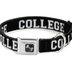 Dog Bone Seatbelt Buckle Collar - COLLEGE Black/White