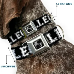 Dog Bone Seatbelt Buckle Collar - COLLEGE Black/White