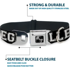 Dog Bone Seatbelt Buckle Collar - COLLEGE Black/White