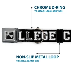 Dog Bone Seatbelt Buckle Collar - COLLEGE Black/White