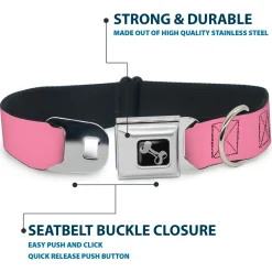 Dog Bone Seatbelt Buckle Collar - Baby Pink
