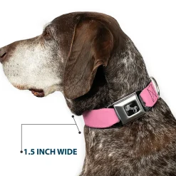 Dog Bone Seatbelt Buckle Collar - Baby Pink