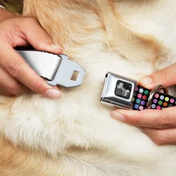 Dog Bone Seatbelt Buckle Collar - Mini Polka Dots Black/Multi Color