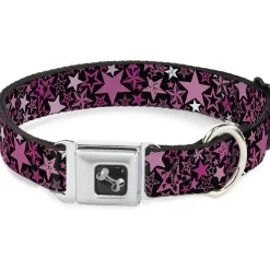 Dog Bone Seatbelt Buckle Collar - Stargazer Black/Pink