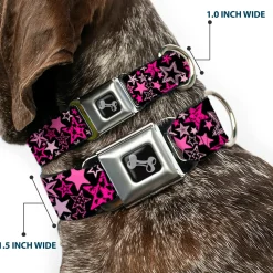 Dog Bone Seatbelt Buckle Collar - Stargazer Black/Pink