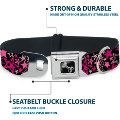 Dog Bone Seatbelt Buckle Collar - Stargazer Black/Pink