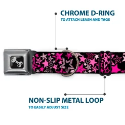 Dog Bone Seatbelt Buckle Collar - Stargazer Black/Pink