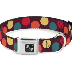 Dog Bone Seatbelt Buckle Collar - Big Dots Purple/Multi Pastel
