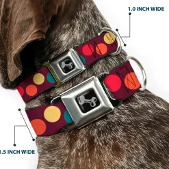 Dog Bone Seatbelt Buckle Collar - Big Dots Purple/Multi Pastel