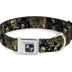 Dog Bone Seatbelt Buckle Collar - Trust No One CLOSE-UP Black