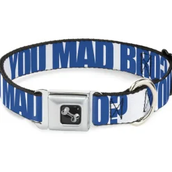 Dog Bone Seatbelt Buckle Collar - YOU MAD BRO White/Royal