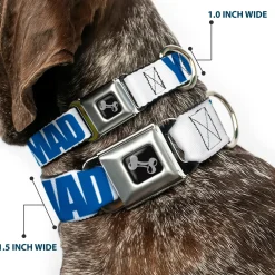 Dog Bone Seatbelt Buckle Collar - YOU MAD BRO White/Royal