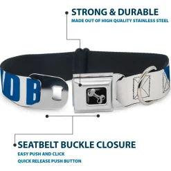 Dog Bone Seatbelt Buckle Collar - YOU MAD BRO White/Royal