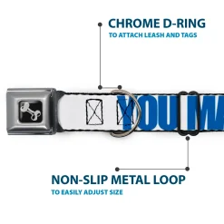 Dog Bone Seatbelt Buckle Collar - YOU MAD BRO White/Royal