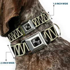 Dog Bone Seatbelt Buckle Collar - Zig Zag Doodle Cream/Black