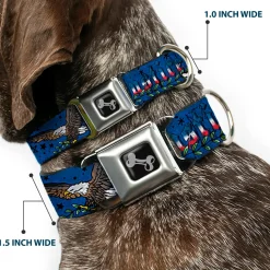 Dog Bone Seatbelt Buckle Collar - Truth and Justice Blue