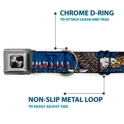 Dog Bone Seatbelt Buckle Collar - Truth and Justice Blue