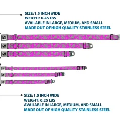 Dog Bone Seatbelt Buckle Collar - Eighties Hearts Fuchsia/Black/White