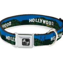 Dog Bone Seatbelt Buckle Collar - Vivid HOLLYWOOD Sign