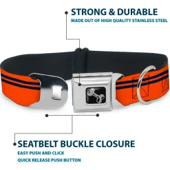 Dog Bone Seatbelt Buckle Collar - Racing Stripe Orange/Navy