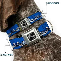 Dog Bone Seatbelt Buckle Collar - Celtic Knot4 Blues/Black/White