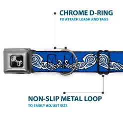 Dog Bone Seatbelt Buckle Collar - Celtic Knot4 Blues/Black/White