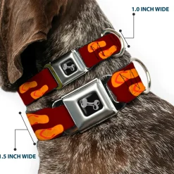 Dog Bone Seatbelt Buckle Collar - Flip Flops Burgundy/Orange