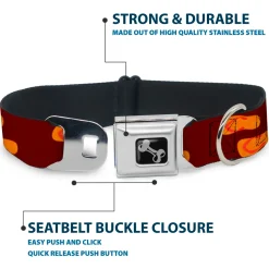 Dog Bone Seatbelt Buckle Collar - Flip Flops Burgundy/Orange