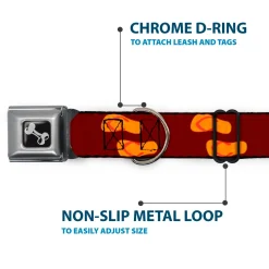 Dog Bone Seatbelt Buckle Collar - Flip Flops Burgundy/Orange