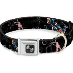 Dog Bone Seatbelt Buckle Collar - Die Hard Skulls & Stars2 Black/Multi Color
