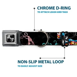 Dog Bone Seatbelt Buckle Collar - Die Hard Skulls & Stars2 Black/Multi Color