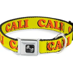 Dog Bone Seatbelt Buckle Collar - CALI Yellow/Orange
