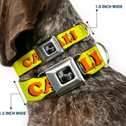 Dog Bone Seatbelt Buckle Collar - CALI Yellow/Orange