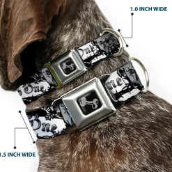 Dog Bone Seatbelt Buckle Collar - Trust No One Black/White