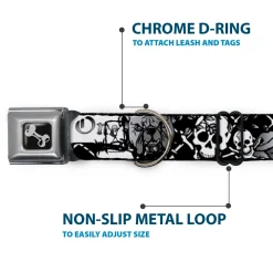 Dog Bone Seatbelt Buckle Collar - Trust No One Black/White