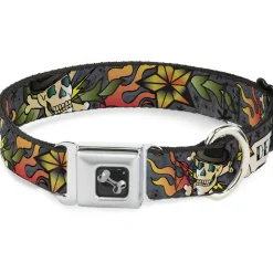 Dog Bone Seatbelt Buckle Collar - Death or Glory Gray