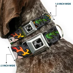 Dog Bone Seatbelt Buckle Collar - Death or Glory Gray